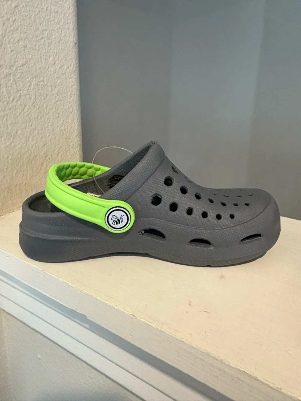 Joybees Harper Slip-On Clogs Charcoal/Lime - Kids Child Toddler Size 8 / 9